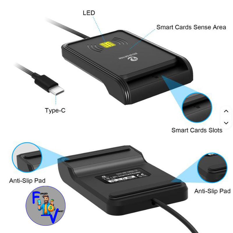 Cc reader credit card reader with type c cable